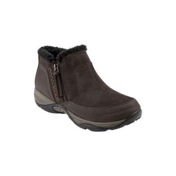 EASY SPIRIT Womens Brown Mixed Media Epic Round Toe Wedge Booties 5M - Picture 1 of 3